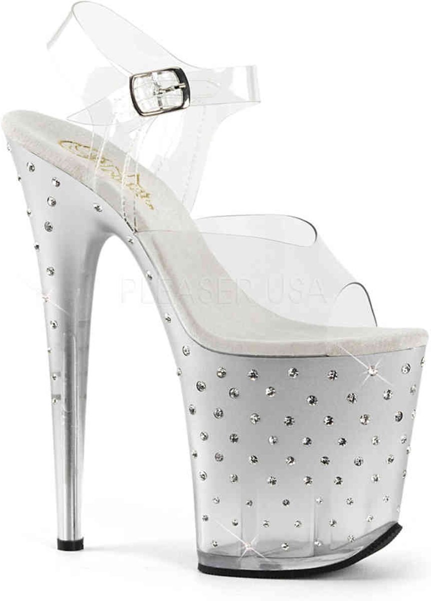 EU 35 = US 5 | STARDUST-808T | 8 Heel, 4 PF Ankle Strap Sandal w/RS Studded Bottom